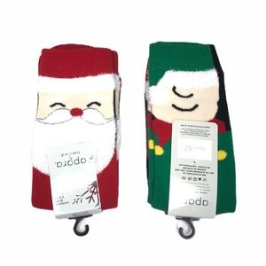 Apara Santa’s and Elves Crew Socks 2 Pair, Red